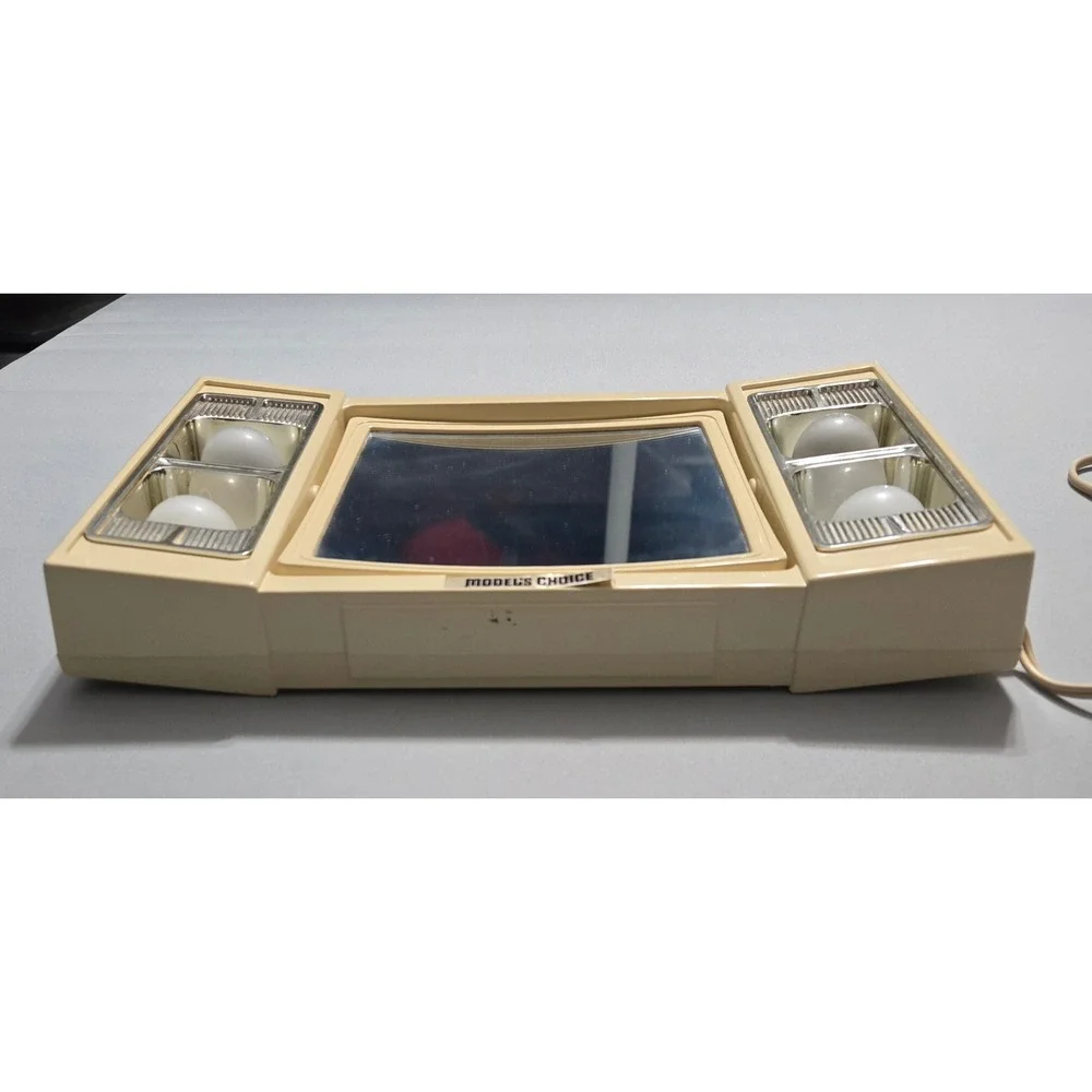 Vintage Models Choice Lighted Makeup Vanity Mirror Travel Case Working Box 1970